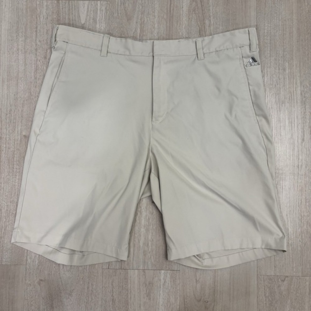 Adidas Golf Shorts Puremotion 3‎ Stripe Mens 38 Ivory Stretch Performance Chino